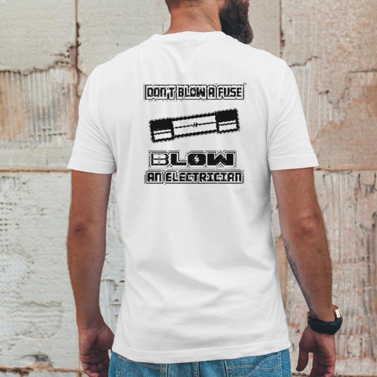 Blow Fuse Electrician Mens Back Print T-shirt Funny Gifts