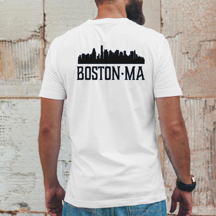 Boston Massachusetts Skyline City Silhouette Youth Mens Back Print T-shirt Funny Gifts