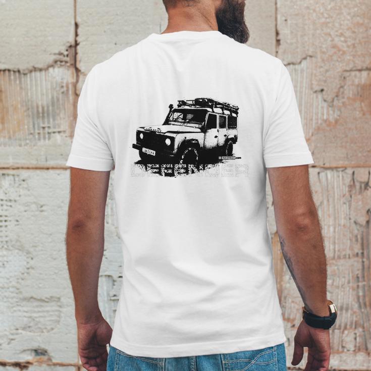 Brown Land Rover Defender Illustation - Autonaut Mens Back Print T-shirt Funny Gifts