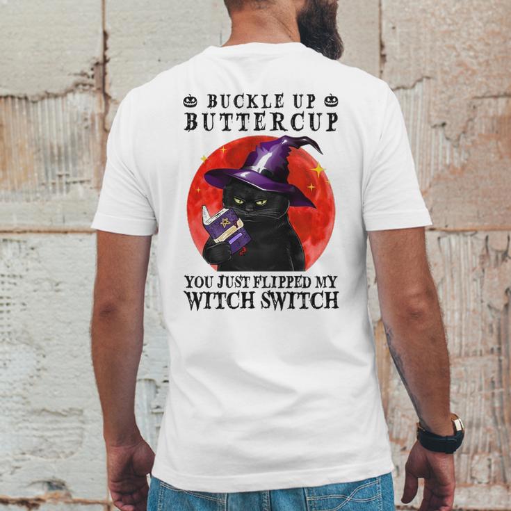 Buckle Up Buttercup You Just Flipped My Witch Switch Black Cat Mens Back Print T-shirt Funny Gifts