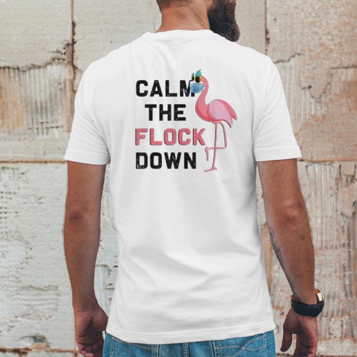 Calm The Flock Down Social Distancing Mens Back Print T-shirt Funny Gifts