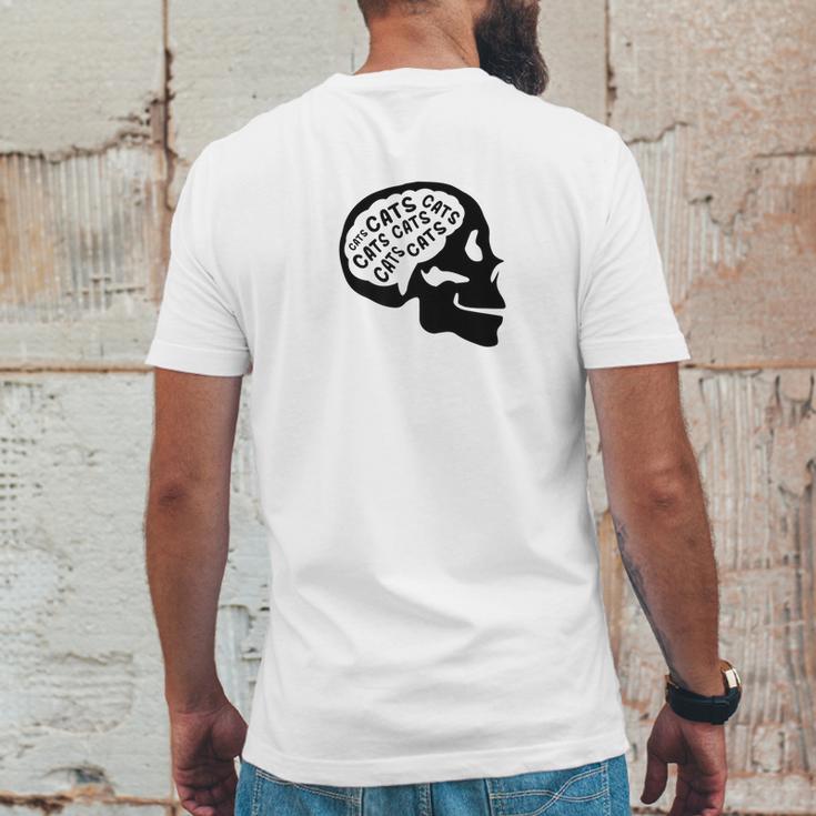 Cats On The Brain Cool Thinking About Cats Mens Back Print T-shirt Funny Gifts