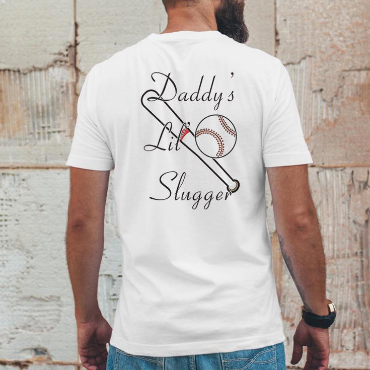 Daddy Lil Slugger Baseball Dad Fathers Day Mens Back Print T-shirt Funny Gifts