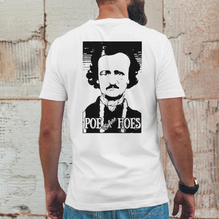 Edgar Allen Poe Poe Before Hoes Mens Back Print T-shirt Funny Gifts