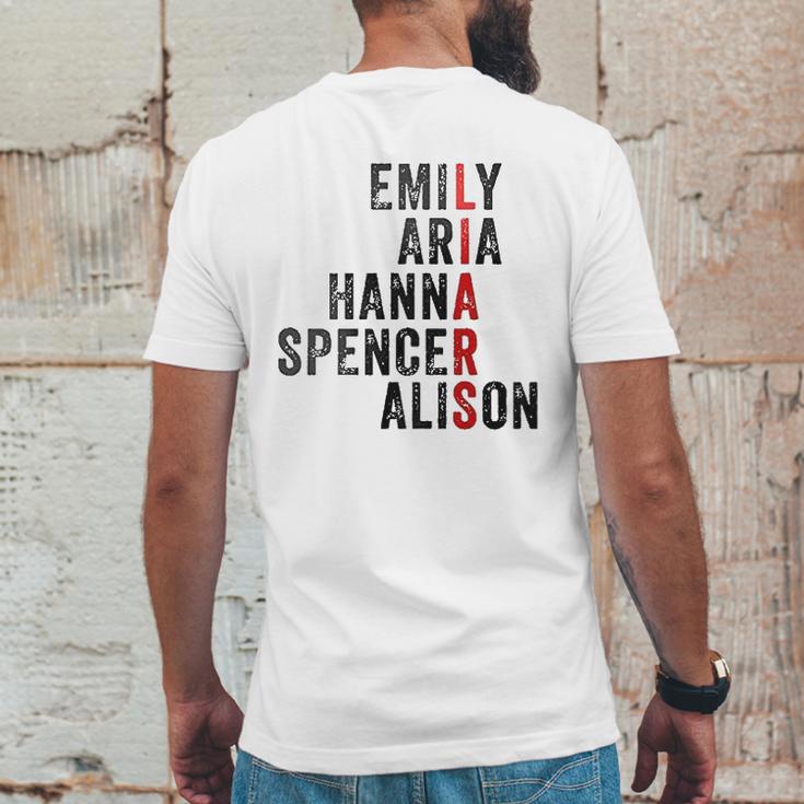 Emily Aris Hanna Spencer Alison Liars Mens Back Print T-shirt Funny Gifts