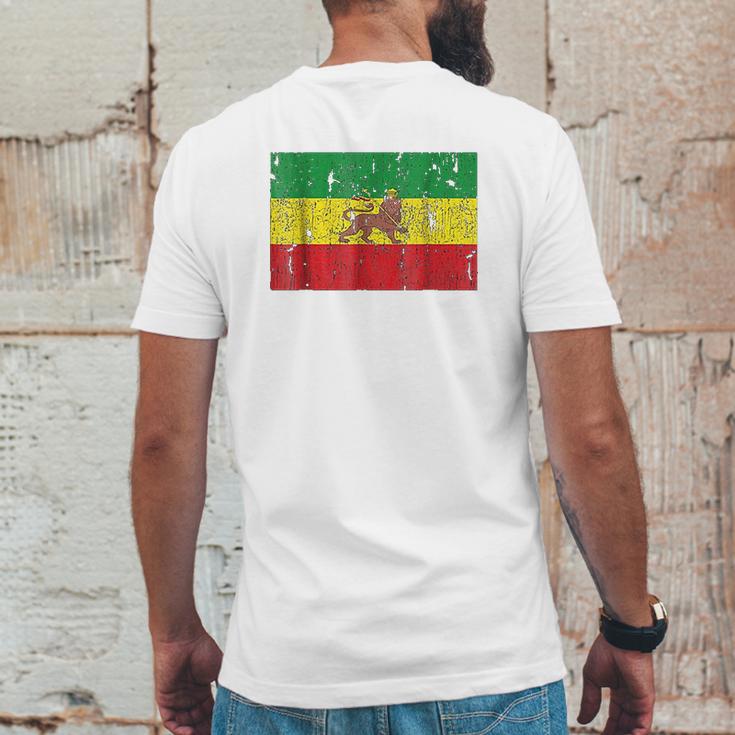 Ethiopian Flag Rasta Reggae Roots Clothing Mens Back Print T-shirt Funny Gifts