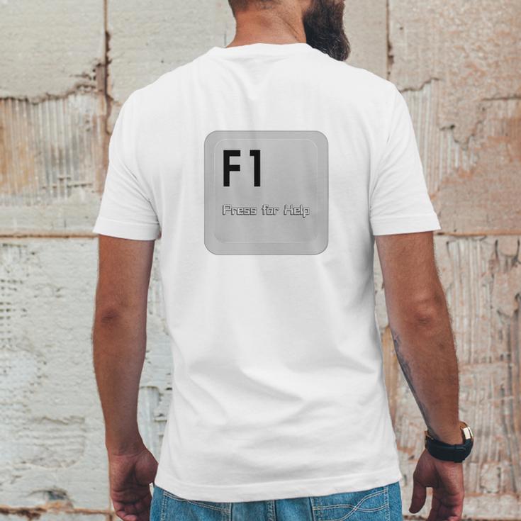 F1 Press For Help Mens Back Print T-shirt Funny Gifts