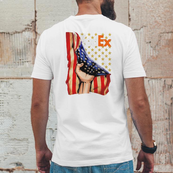 Fedex And American Flag Independence Day Mens Back Print T-shirt Funny Gifts