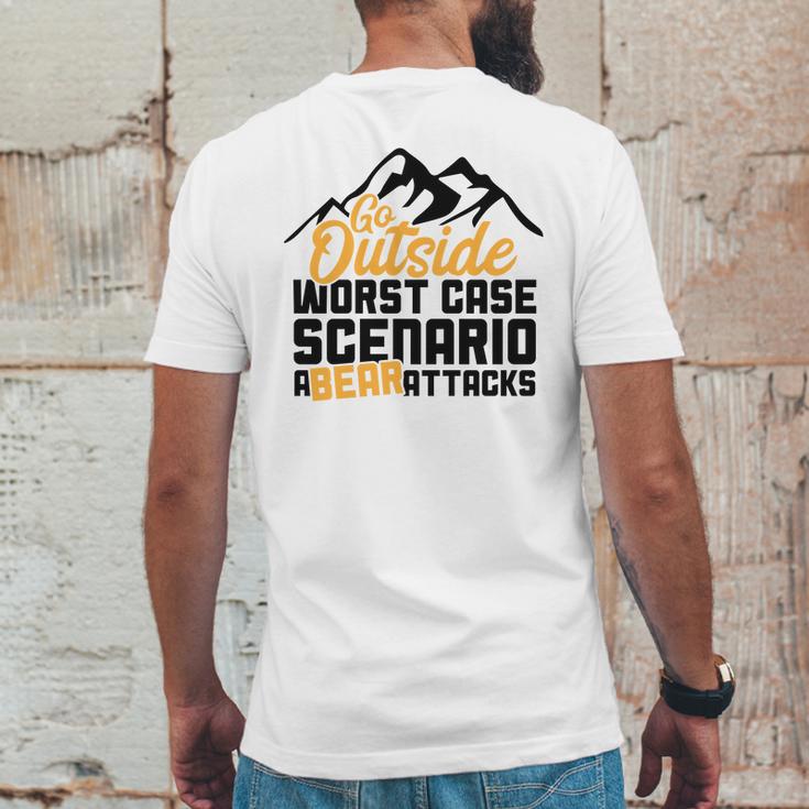 Funny Camping Go Outside Worst Case Bear Attacks Mens Back Print T-shirt Funny Gifts