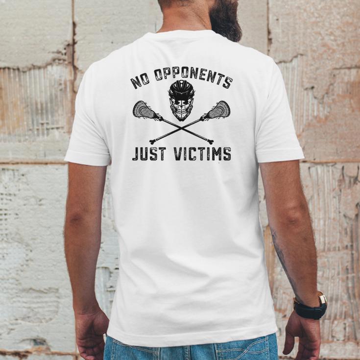 Funny Lacrosse No Opponents Just Victims Lax Mens Back Print T-shirt Funny Gifts