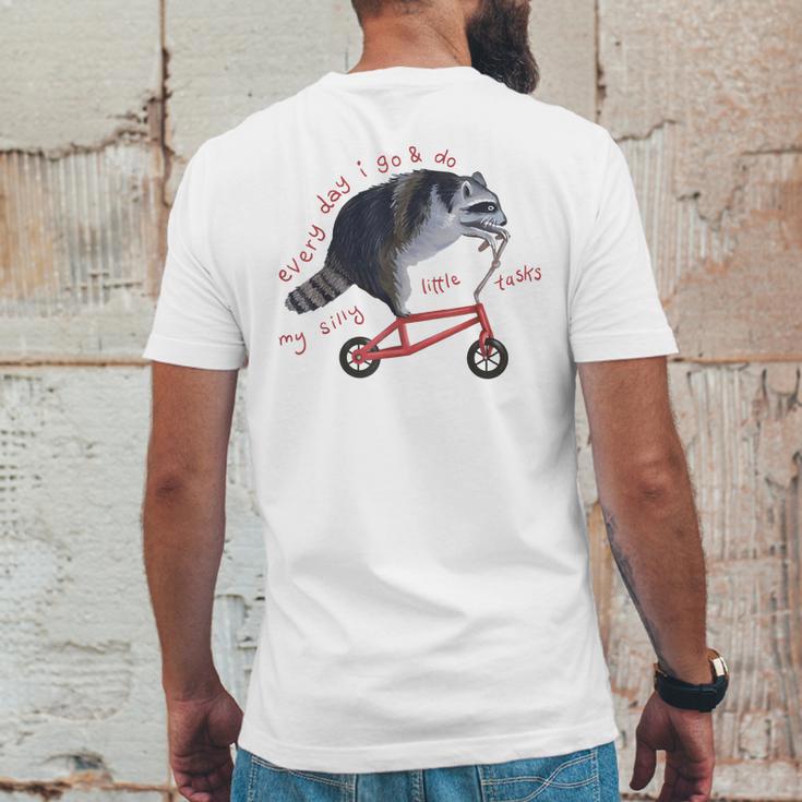 Funny Raccoon On Bike Do Silly Thing Mens Back Print T-shirt Funny Gifts