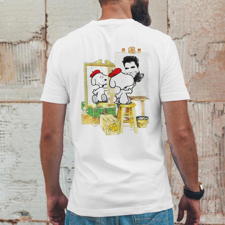 Funny Snoopys Painting The Picture - Elvis Presley Mens Back Print T-shirt Funny Gifts