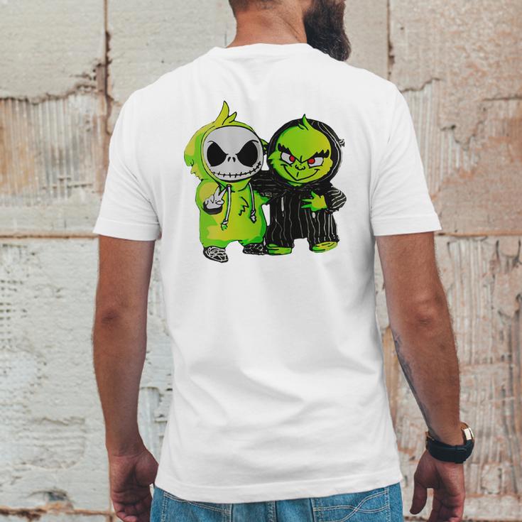 Grinch And Jack Skellington Mens Back Print T-shirt Funny Gifts