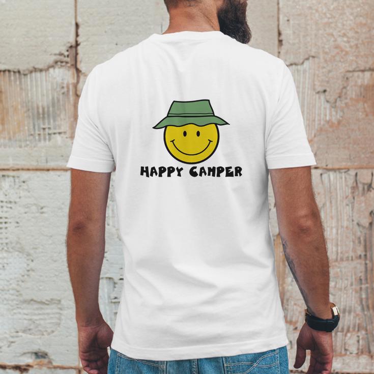 Happy Camper Camping Smiley Face Mens Back Print T-shirt Funny Gifts