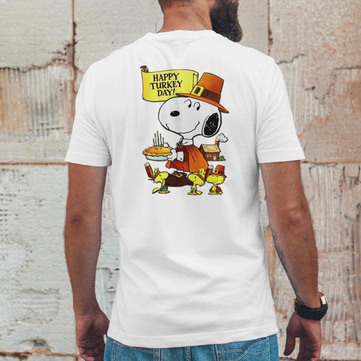 Happy Turkey Day Snoopy And Woodstock Thanksgiving Day Shirt Mens Back Print T-shirt Funny Gifts