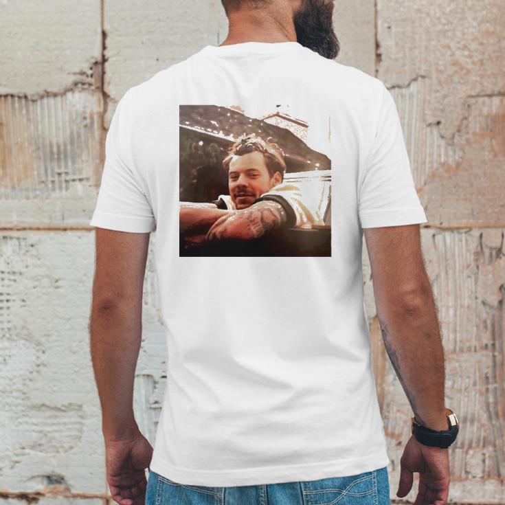 Harry Style Mustacherry Harry Edward Styles Mens Back Print T-shirt Funny Gifts