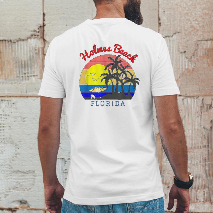 Holmes Beach Florida Vintage Retro Beach Sunset Gift Mens Back Print T-shirt Funny Gifts