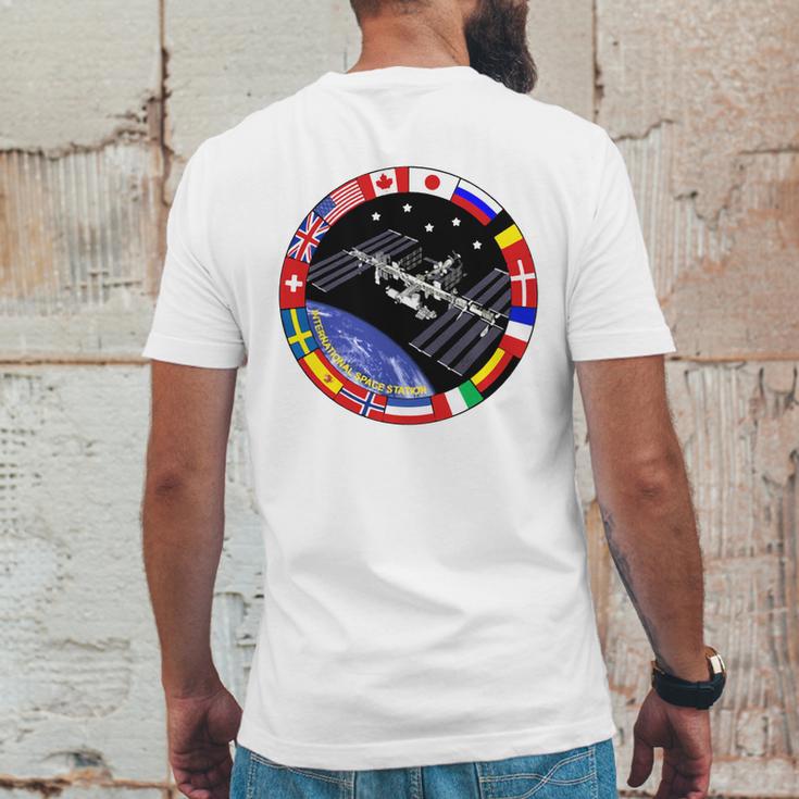 International Space Station T-Shirt Nasa Iss Flag Logo Mens Back Print T-shirt Funny Gifts