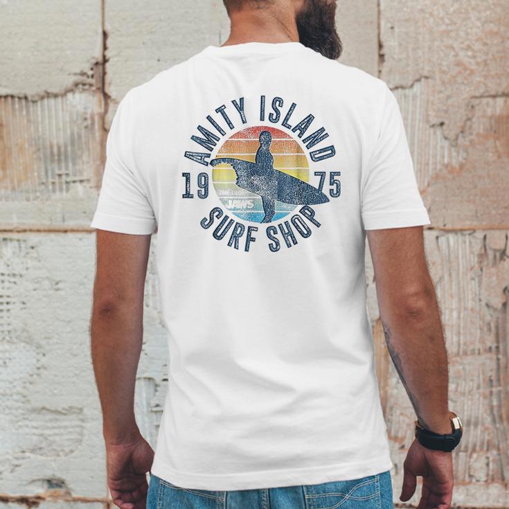 Jaws Amity Island Surf Board Graphic Mens Back Print T-shirt Funny Gifts