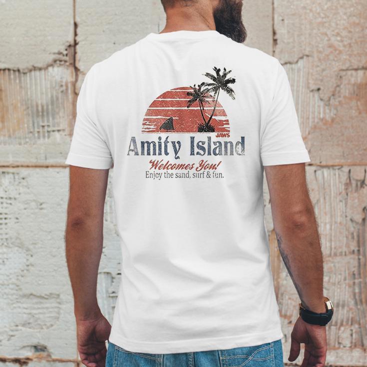 Jaws Amity Island Welcomes You Natural Mens Back Print T-shirt Funny Gifts