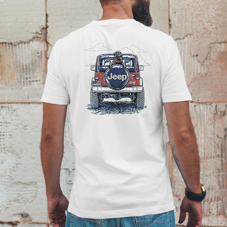 Jeep Copilot Blue Art With Dog Mens Back Print T-shirt Funny Gifts