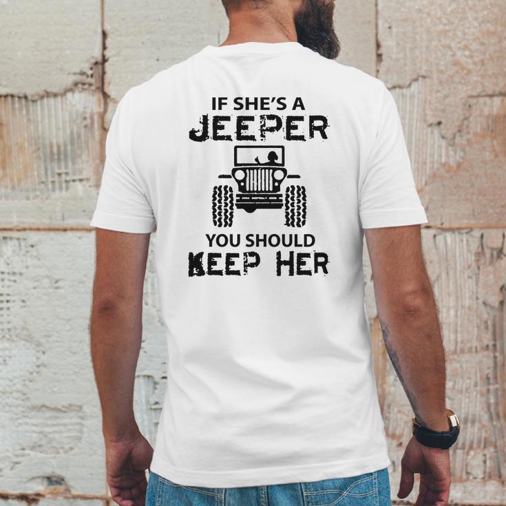 Jeep If Shes A Jeeper You Should Keep Her Mens Back Print T-shirt Funny Gifts