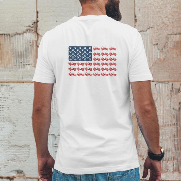 Jeeps And Paw Dog American Flag 4Th Of July Independence Day H Mens Back Print T-shirt Funny Gifts