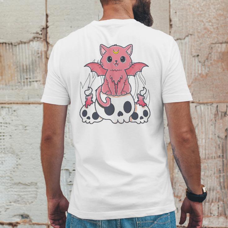 Kawaii Pastel Goth Cute Creepy Demon Cat And Skull Anime Art Mens Back Print T-shirt Funny Gifts