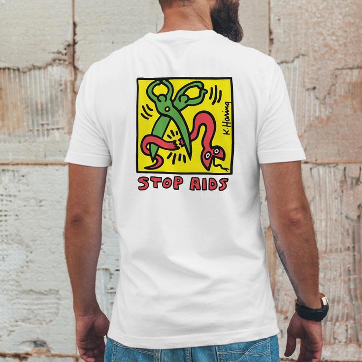 Keith Haring Stop Aids Mens Back Print T-shirt Funny Gifts