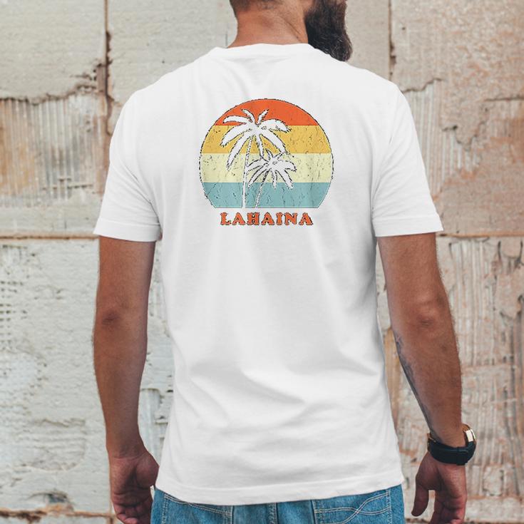 Lahaina Maui Vintage Sun Surf Throwback Vacation Mens Back Print T-shirt Funny Gifts