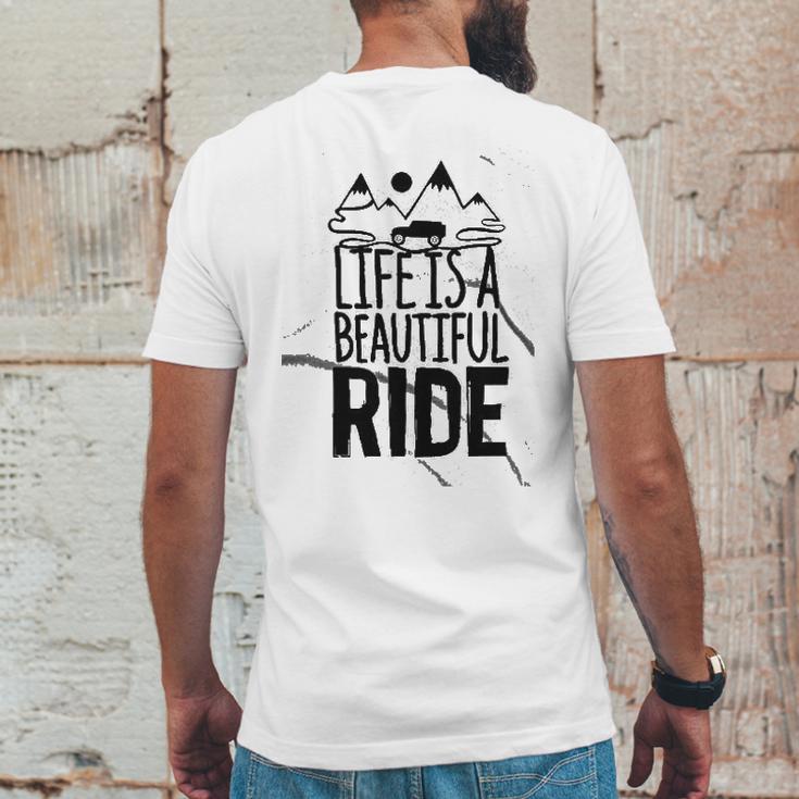 Life Is A Beautiful Ride Style Outline On An Offroad Ash Gray Made In Usa Mens Back Print T-shirt Funny Gifts