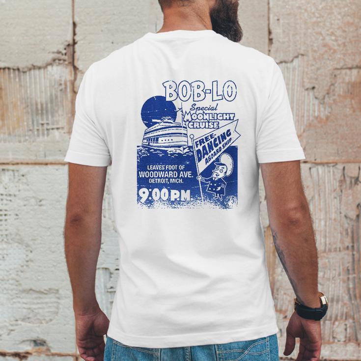 Made In Detroit Boblo Poster Heather Blue Navy Mens Back Print T-shirt Funny Gifts