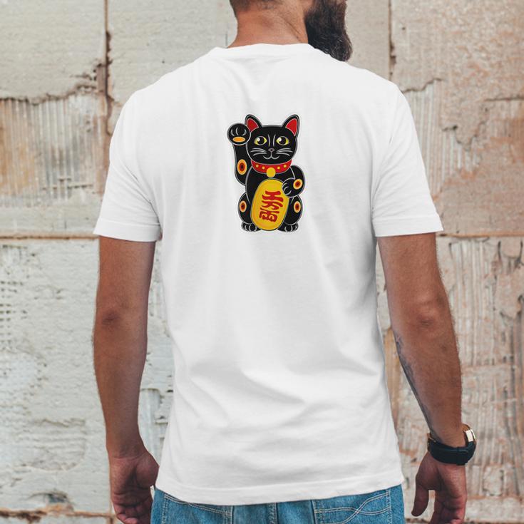 Magic Black Maneki Neko Money Beckoning Lucky Cat Mens Back Print T-shirt Funny Gifts