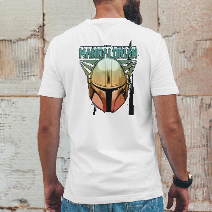 The Mandalorian Gradient Beskar Helmet Mens Back Print T-shirt Funny Gifts