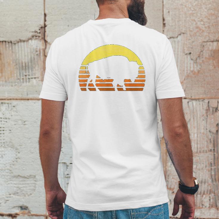 Native American Bison Buffalo Bull Western Indian Retro Sun Mens Back Print T-shirt Funny Gifts