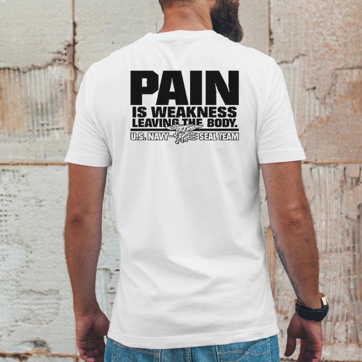 Navy Seals Pain Is Weakness Leaving The Body Mens Back Print T-shirt Funny Gifts