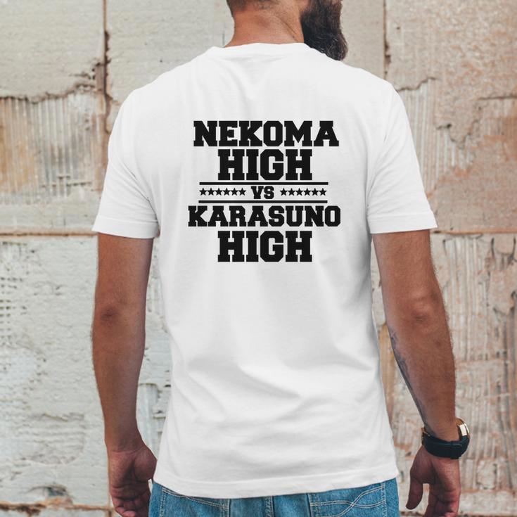 Nekoma High Vs Karasuno High Black Mens Back Print T-shirt Funny Gifts