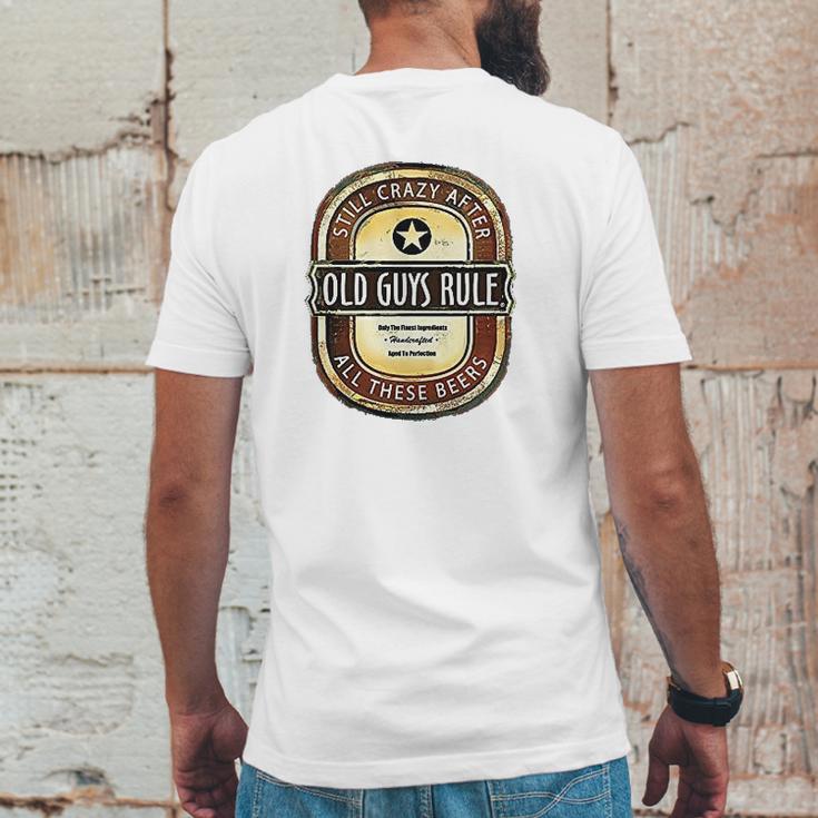 Old Guys Rule Crazy Brew Lake Blue Mens Back Print T-shirt Funny Gifts