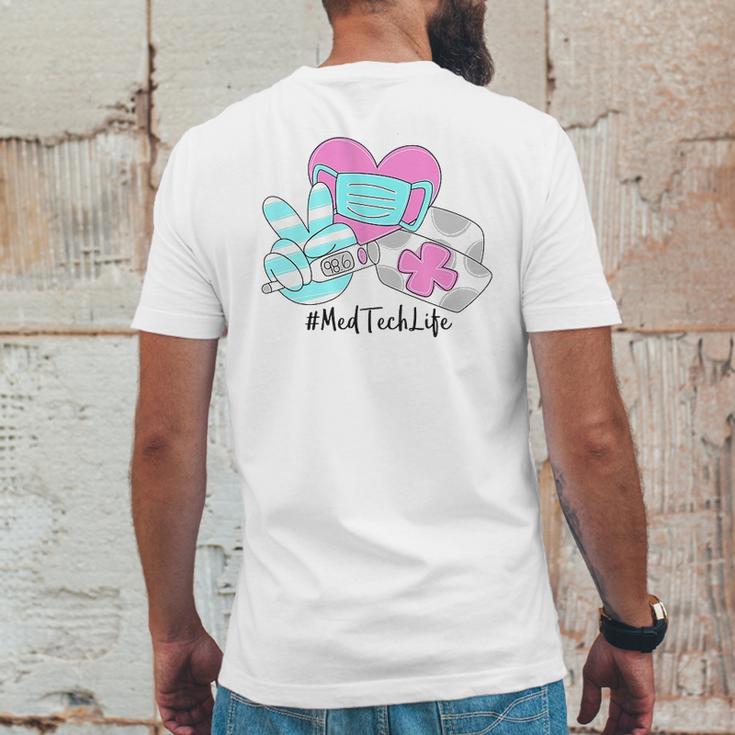 Peace Love Nursing Med Tech Mens Back Print T-shirt Funny Gifts