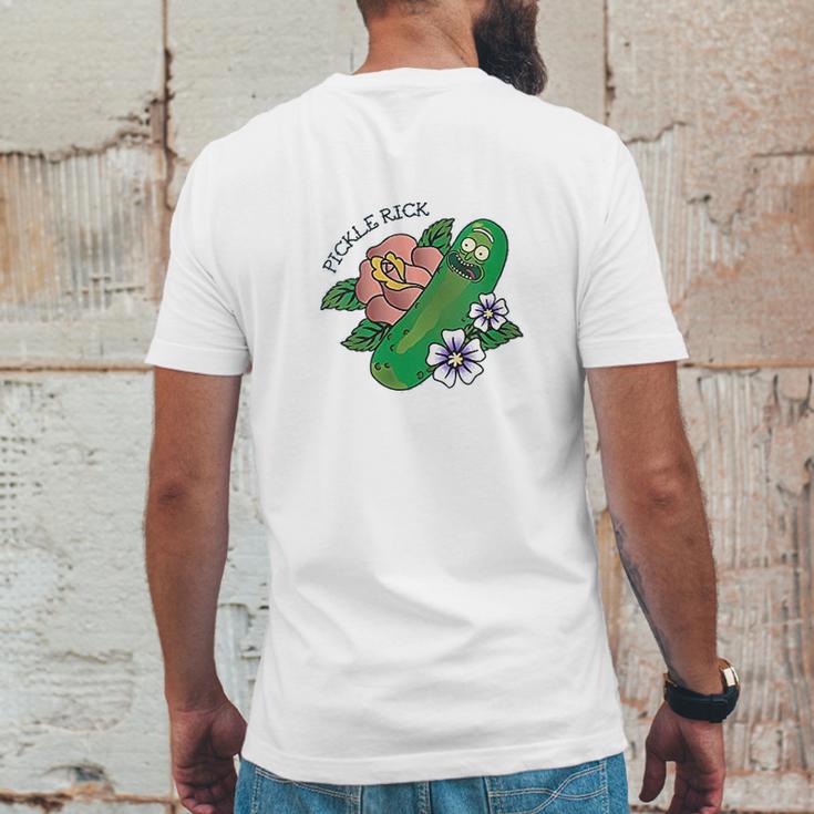 Pickle Rick Cartoon Mens Back Print T-shirt Funny Gifts