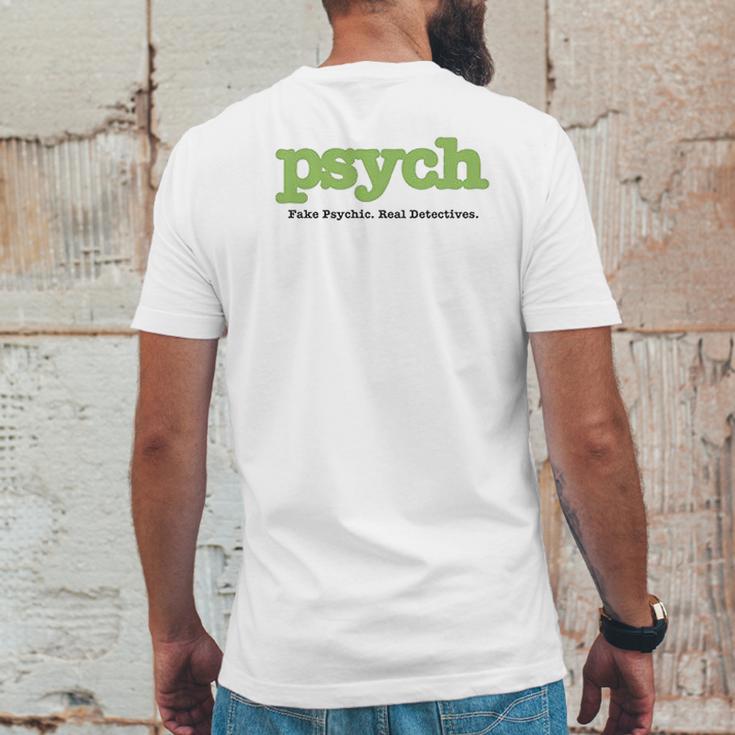 Psych Title Heather Ringer Mens Back Print T-shirt Funny Gifts