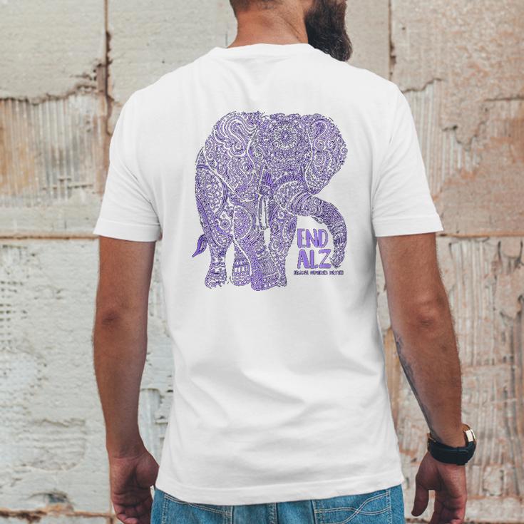 Purple Elephant Alzheimer Awareness Mens Back Print T-shirt Funny Gifts