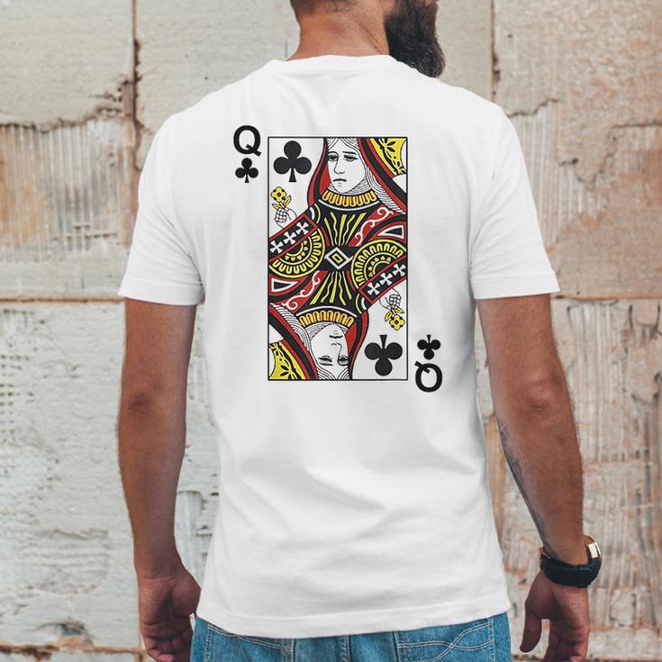 Queen Of Clubs Blackjack Playing Cards Mens Back Print T-shirt Funny Gifts