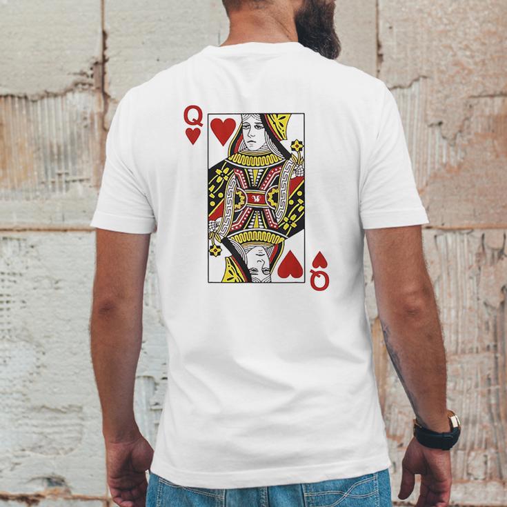 Queen Of Hearts Blackjack Cards Mens Back Print T-shirt Funny Gifts