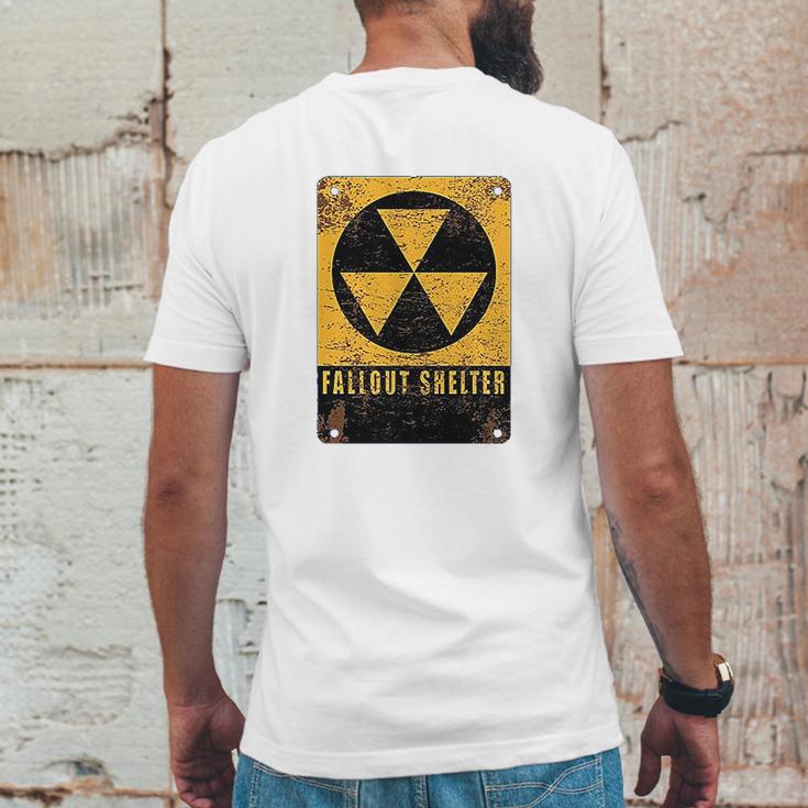 Radiation Radioactive Fallout Shelter Mens Back Print T-shirt Funny Gifts