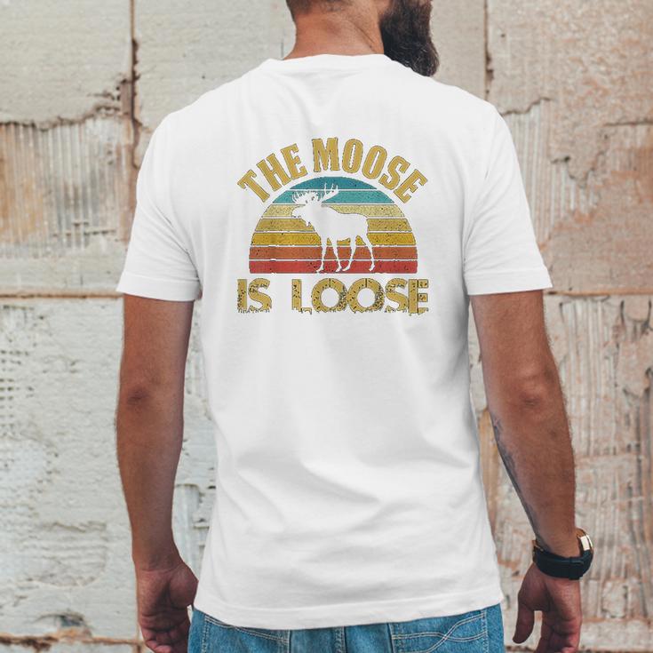 Retro Vintage Moose Is Loose Funny Moose Lover Gift Mens Back Print T-shirt Funny Gifts