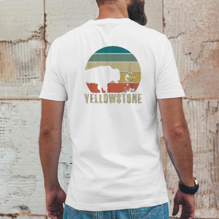 Retro Yellowstone National Park Vintage Buffalo Geyser Gift Mens Back Print T-shirt Funny Gifts