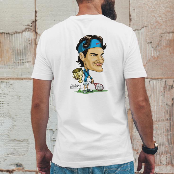 Roger Federer Cartoon Mens Back Print T-shirt Funny Gifts