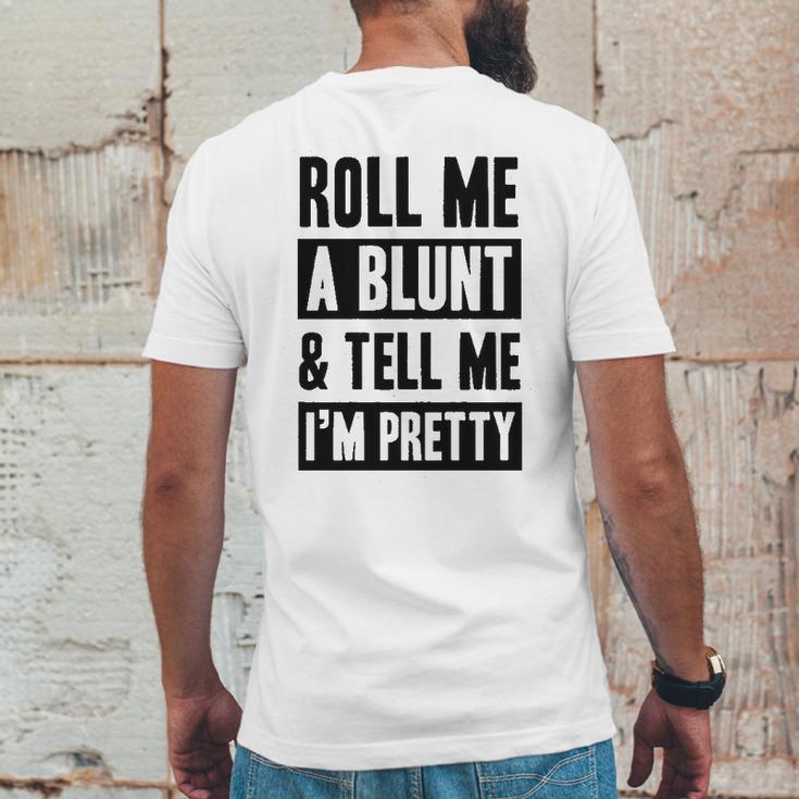 Roll Me A Blunt Tell Me Im Pretty Heathered Gray Mens Back Print T-shirt Funny Gifts