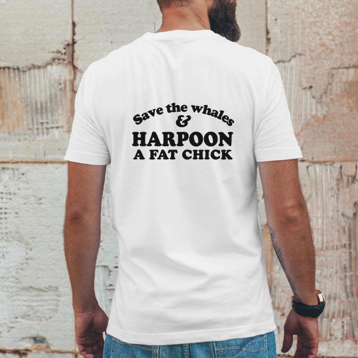 Save The Whales Harpoon A Fat Chick Mens Back Print T-shirt Funny Gifts